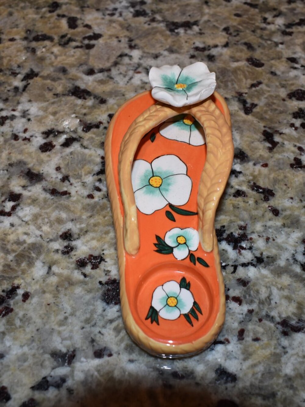 Orange Flip Flop Ceramic Tealight Candle Holder